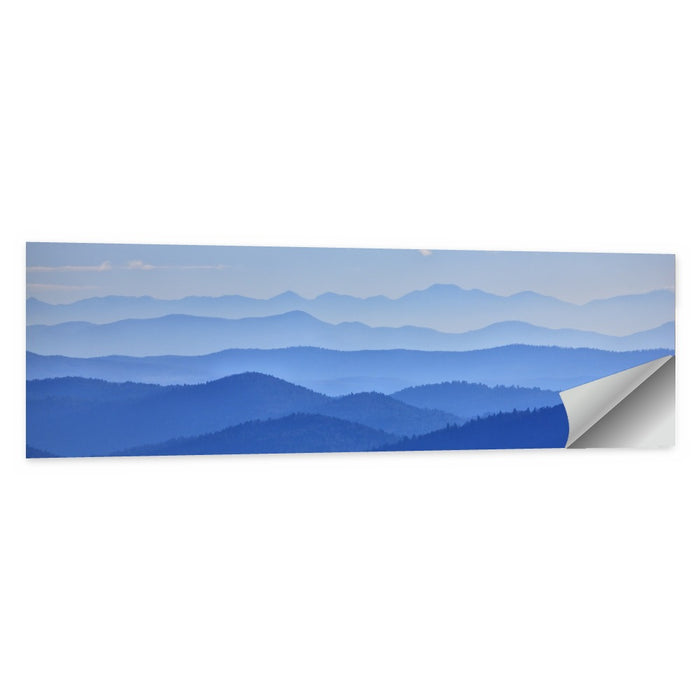 Misty Blue Mountain Valley Wall Art as a poster print