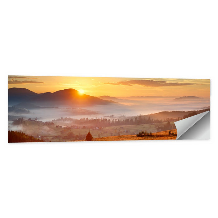 Foggy Mountain Village Wall Art as a poster print