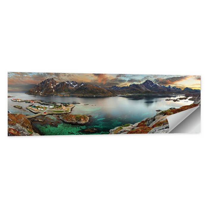Norwegian Coastal Village at Dusk Wall Art as a poster print