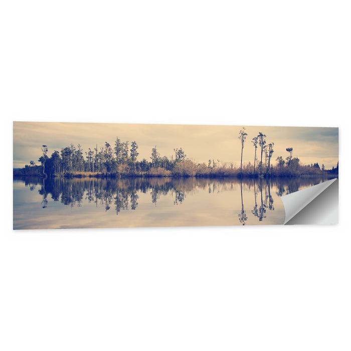 Sunset Over Forest Lake Wall Art as a poster print