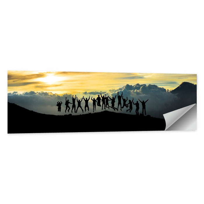 Golden Team Silhouettes at Sunset Wall Art as a poster print