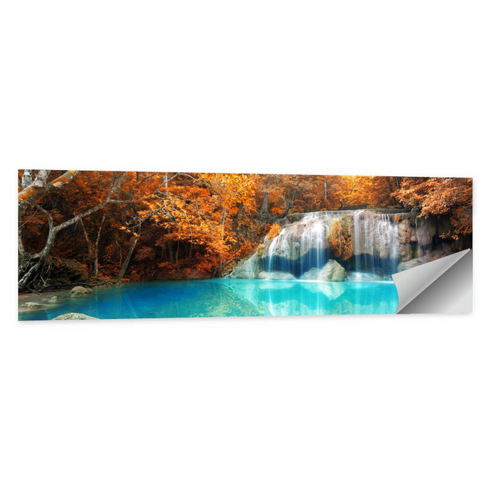 Erawan Waterfall Autumn Reflection Wall Art as a poster print