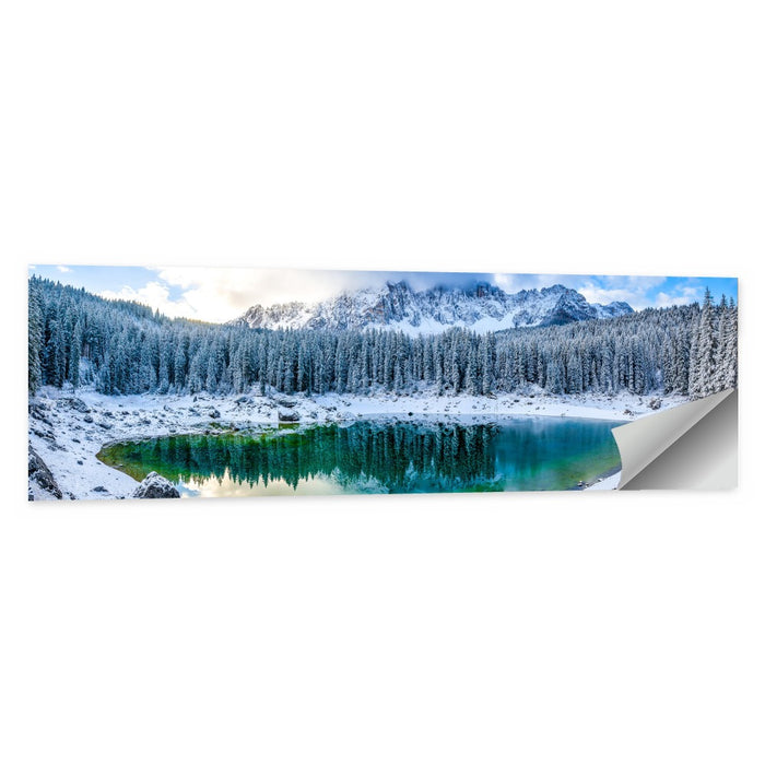 Snowy Mountain Lake Reflection Wall Art as a poster print