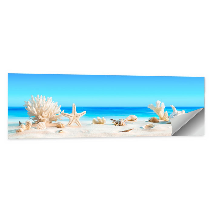 Seashells on Turquoise Shore Wall Art as a poster print