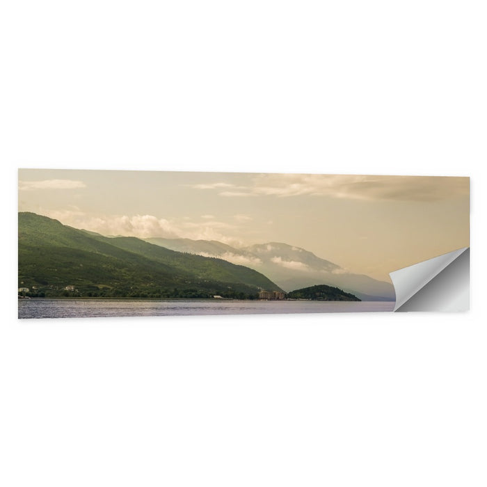 Ohrid Lakeshore Mountain View Wall Art as a poster print
