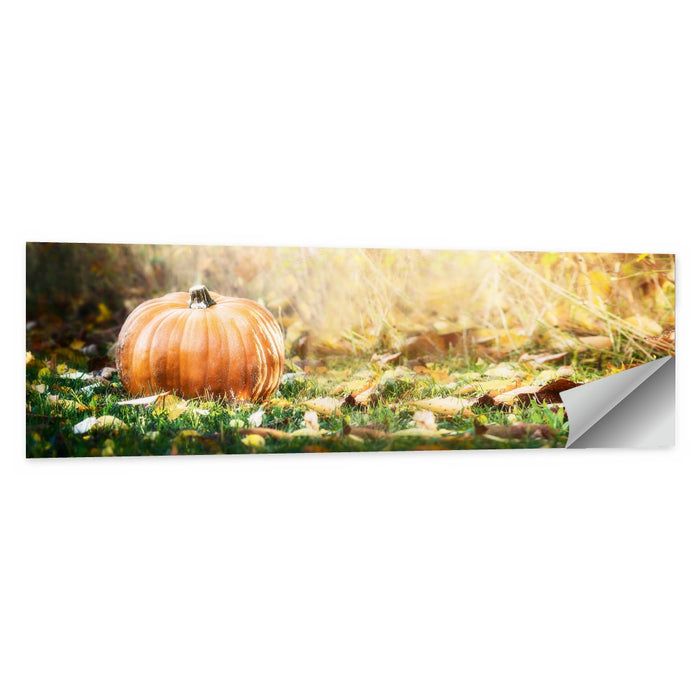 Autumn Pumpkin in Golden Foliage Wall Art as a poster print