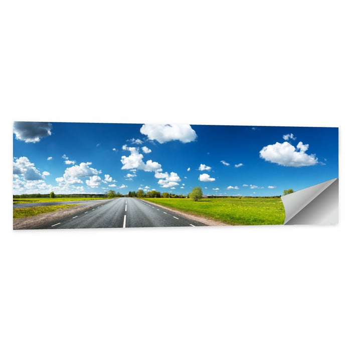 Asphalt Road Through Meadow Wall Art as a poster print