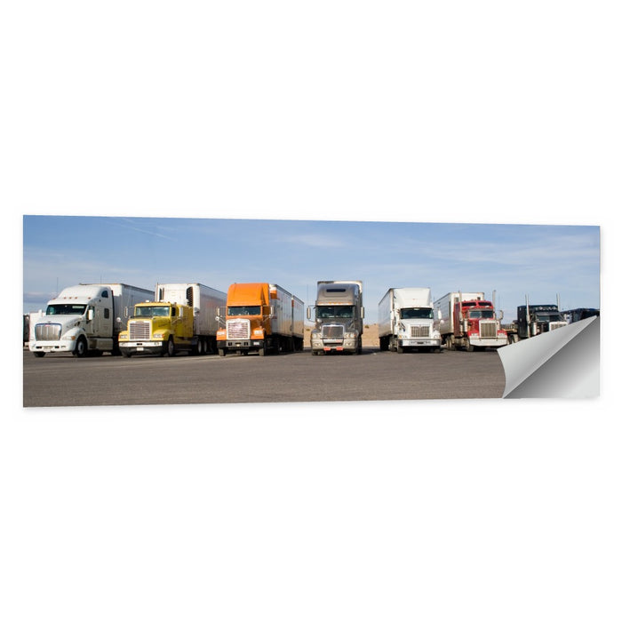 Semi Truck Fleet Wall Art as a poster print