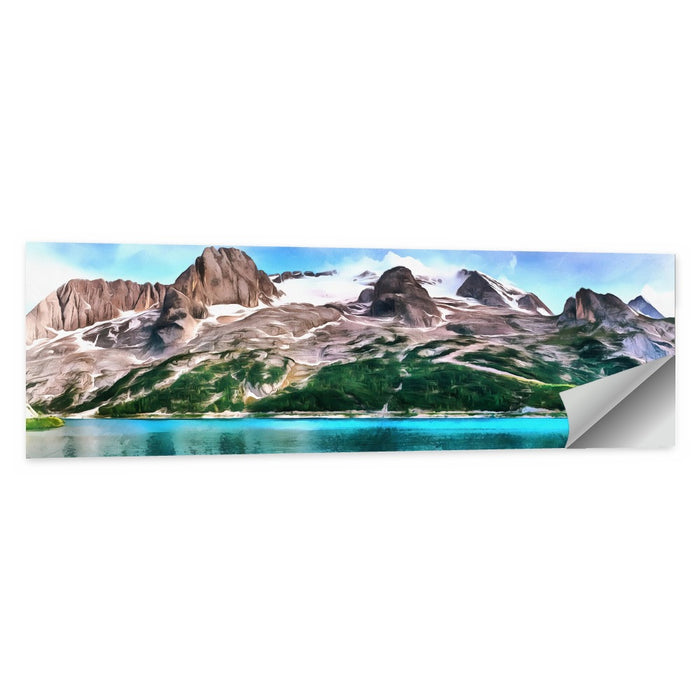 Snow-capped Mountain Lake Wall Art as a poster print