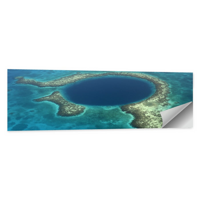 Great Blue Hole Aerial View Belize Wall Art as a poster print