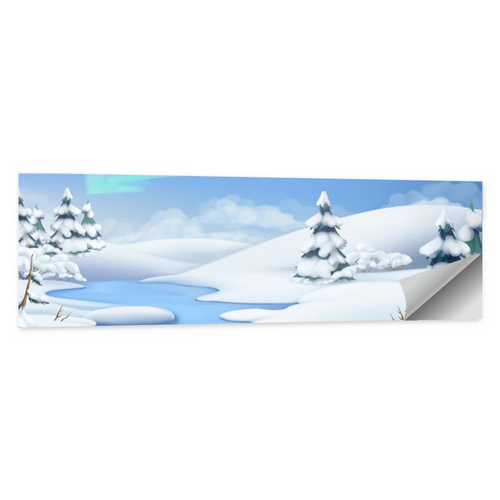 Christmas Pines Winter Landscape Wall Art as a poster print