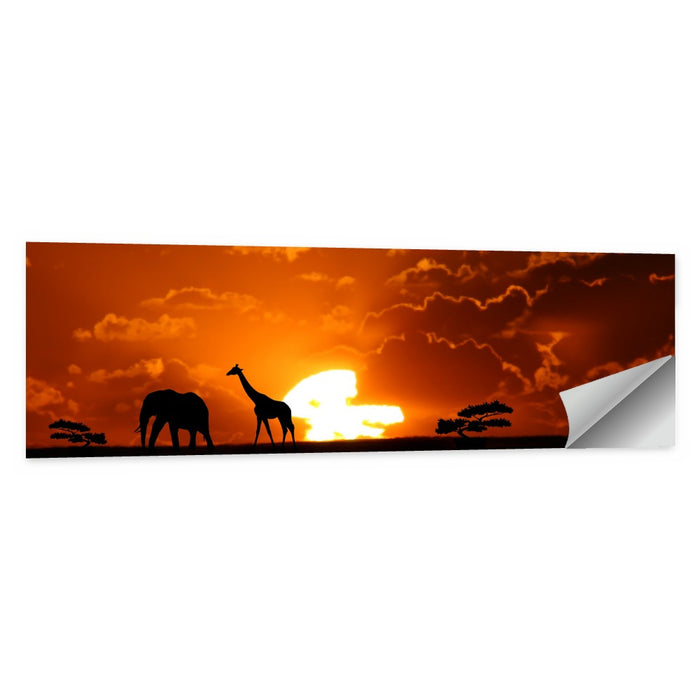 Safari Sunset Silhouettes Wall Art as a poster print