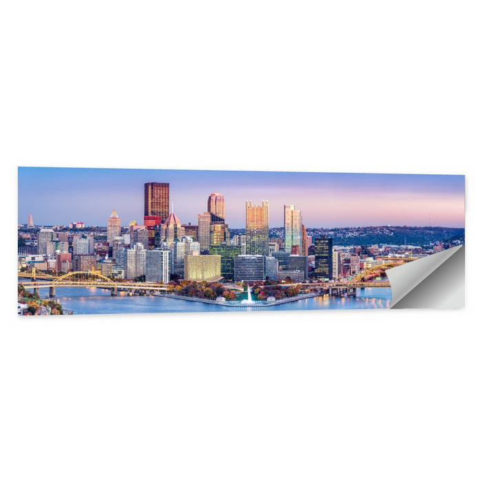 Pittsburgh Twilight Skyline Wall Art as a poster print