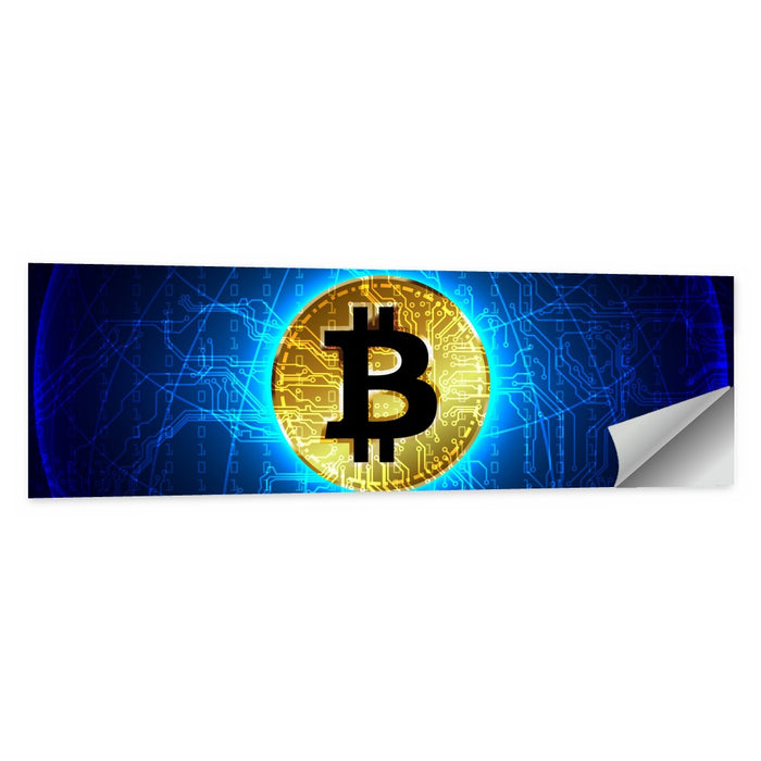 Golden Bitcoin Globe Wall Art as a poster print