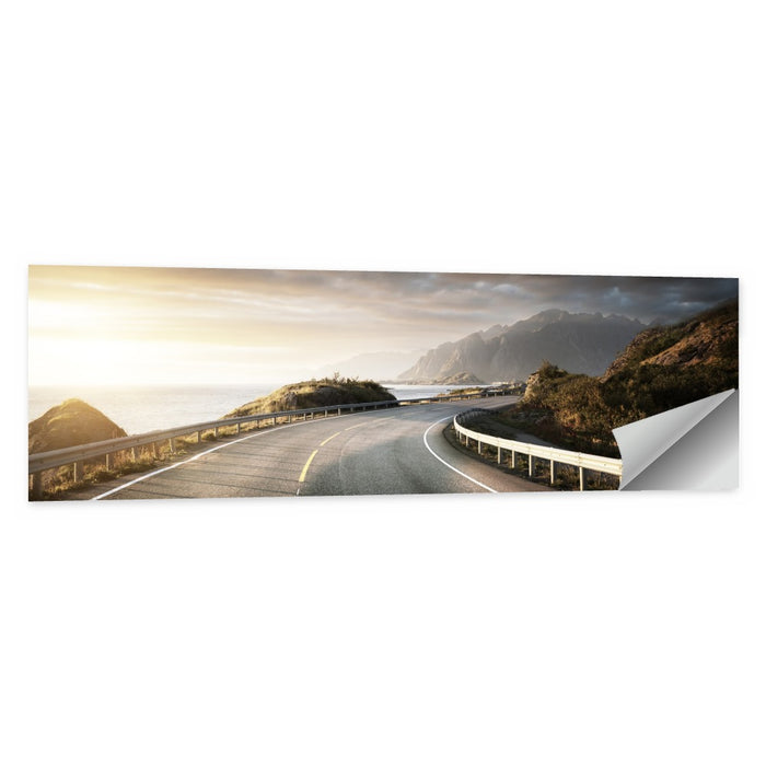 Golden Sunrise Coastal Road Wall Art as a poster print