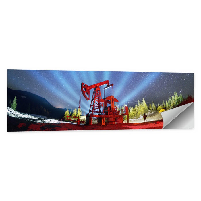 Starry Night Oil Pump Jack Wall Art as a poster print