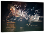 Gramophone with Flowing Musical Staff Wall Art