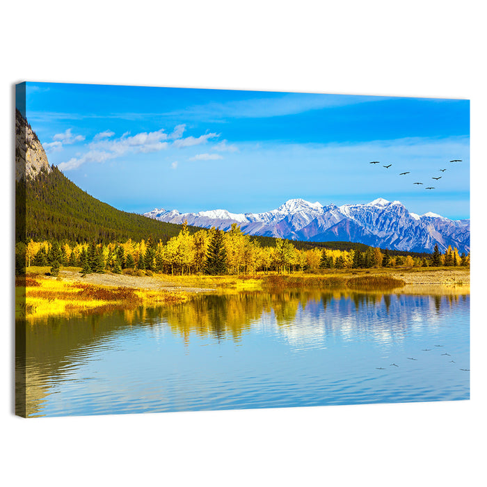 Abraham Lake Reflections Wall Art as a canvas print
