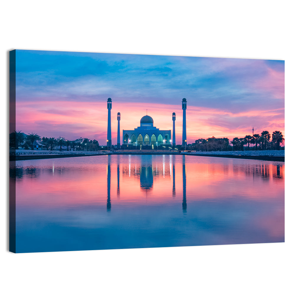 Central Mosque of Songkhla at Sunset Wall Art, canvas print, landscape