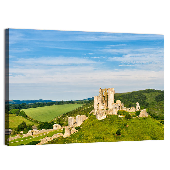 Corfe Castle Ruins Wall Art as a canvas print