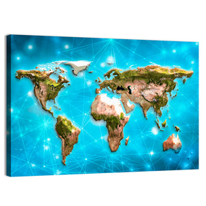 World Map Illustration Wall Art