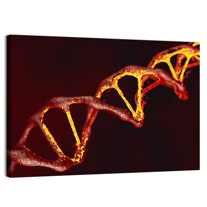 Red Dna Double Helix Wall Art as a canvas print