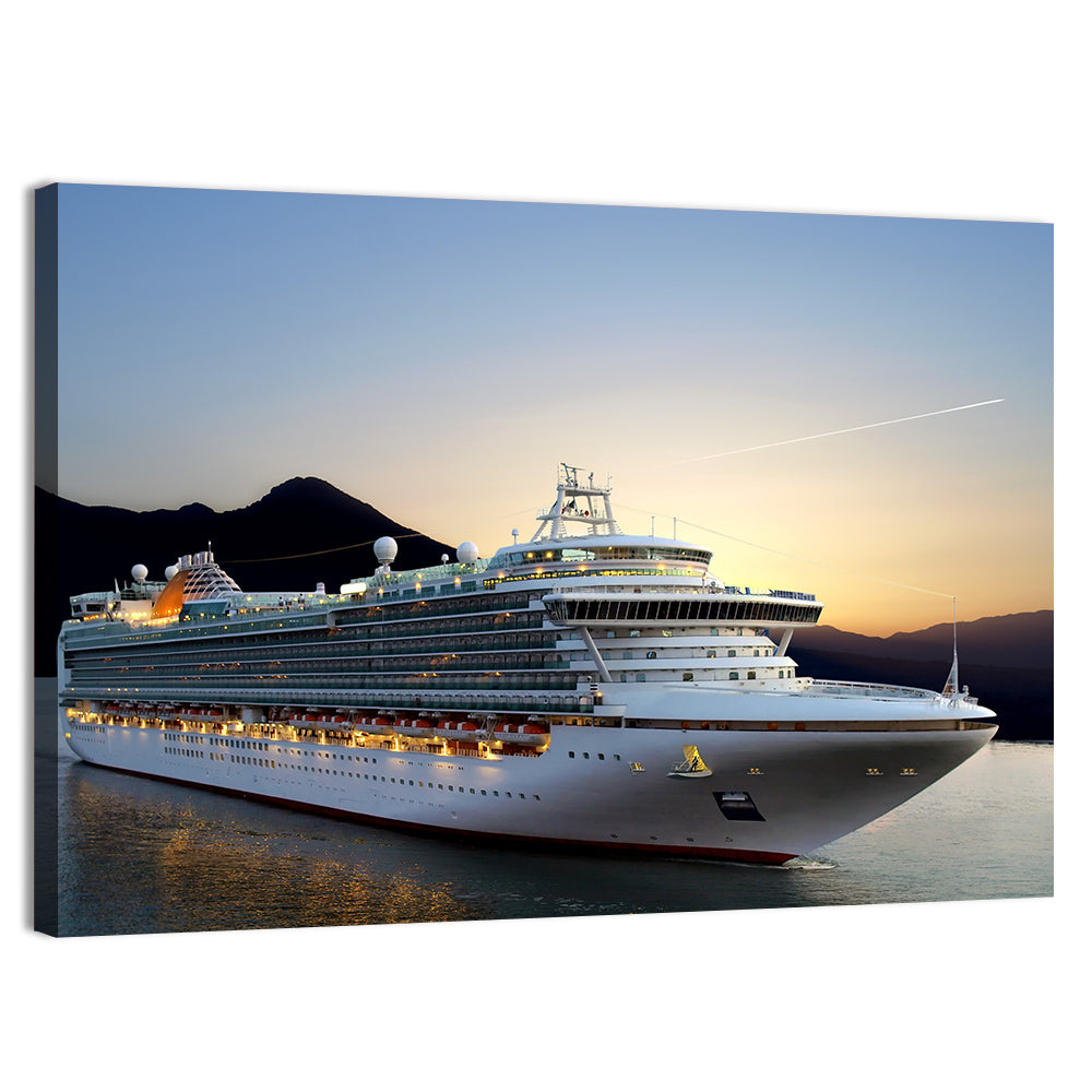 Cruise Ship at Sunset Wall Art