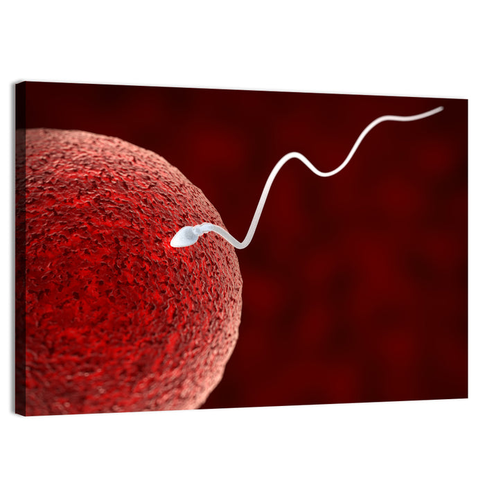Sperm Approaching Ovum Wall Art as a canvas print