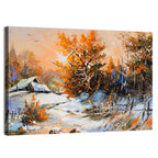 Snowy Cottage at Golden Hour Wall Art
