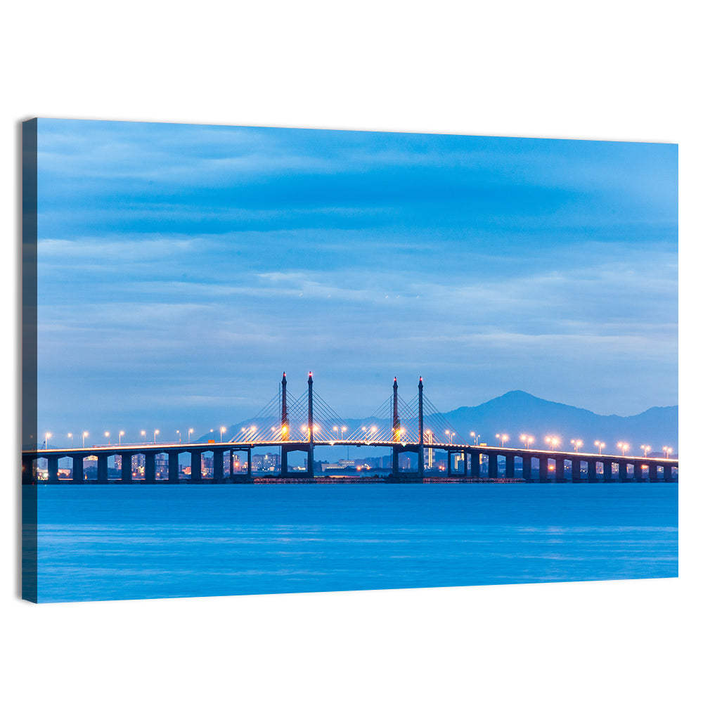 Penang Bridge at Dusk Wall Art, canvas print, landscape