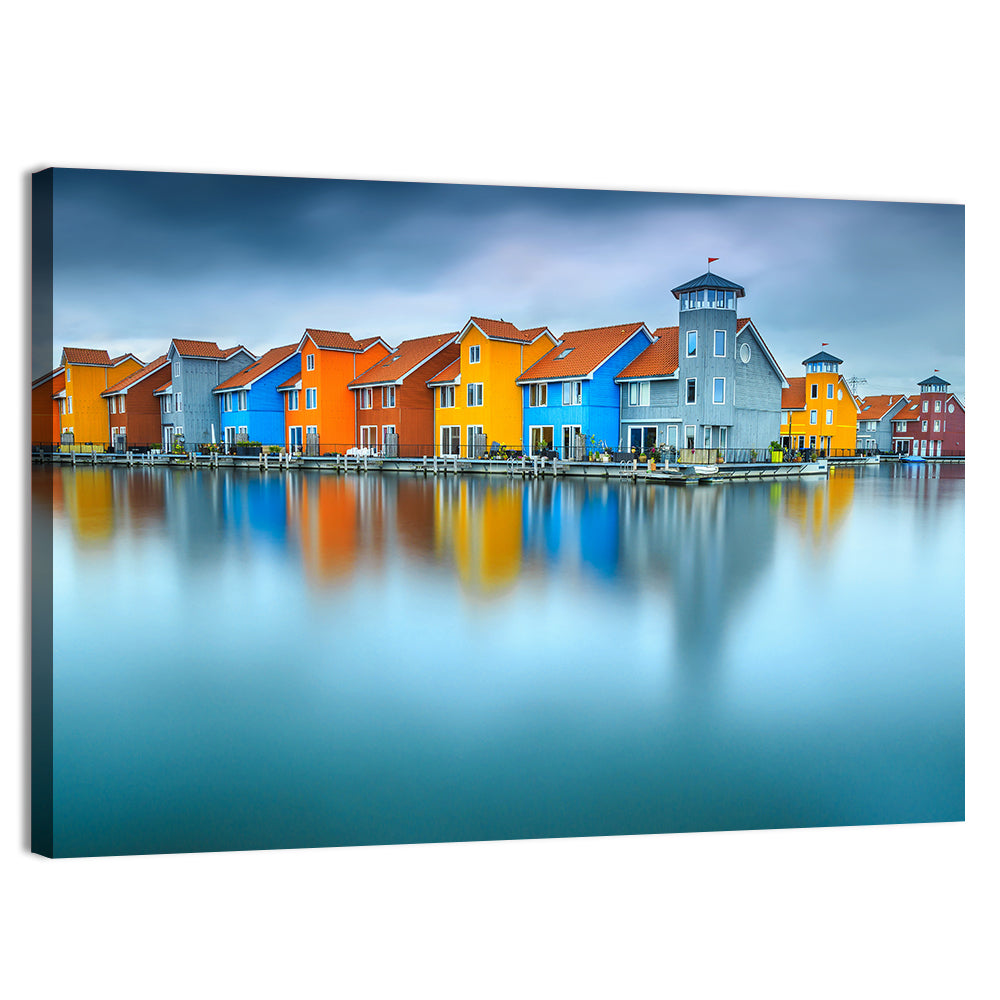 Colorful Waterfront Houses Wall Art, canvas print, landscape