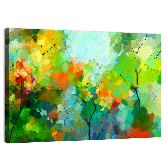 Colorful Forest Canopy Wall Art as a canvas print