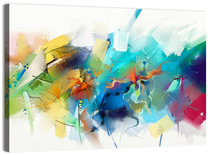 Teal Blue Color Burst Abstract Wall Art as a canvas print