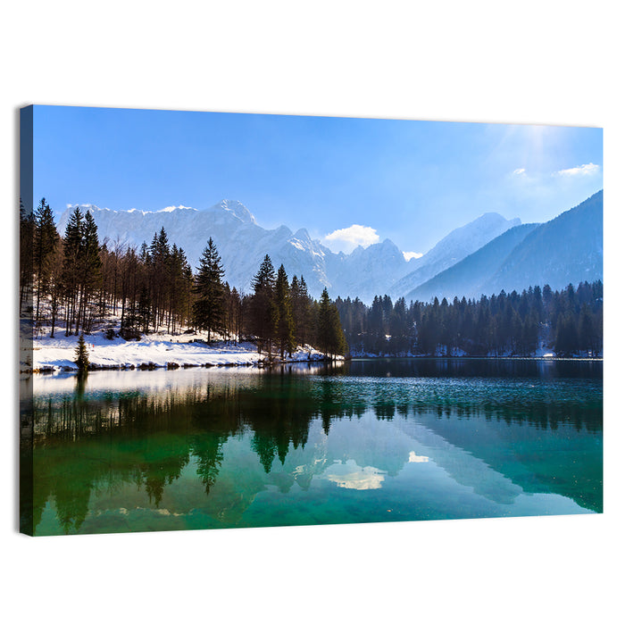 Alpine Lake Reflection Wall Art as a canvas print