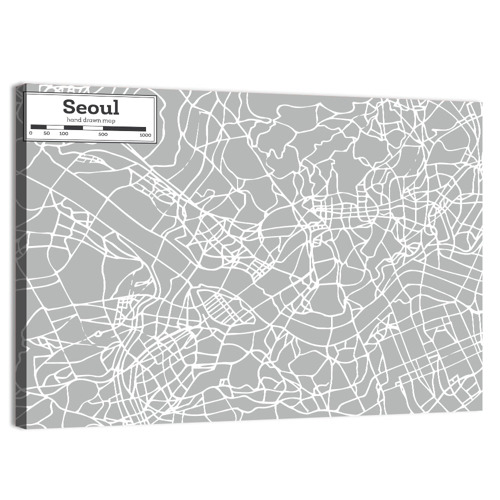 Seoul Street Map Wall Art