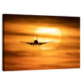 Airplane Silhouette at Golden Sunset Wall Art