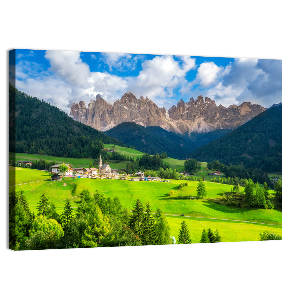 Santa Maddalena Village, Odle Peaks Wall Art, canvas print, landscape