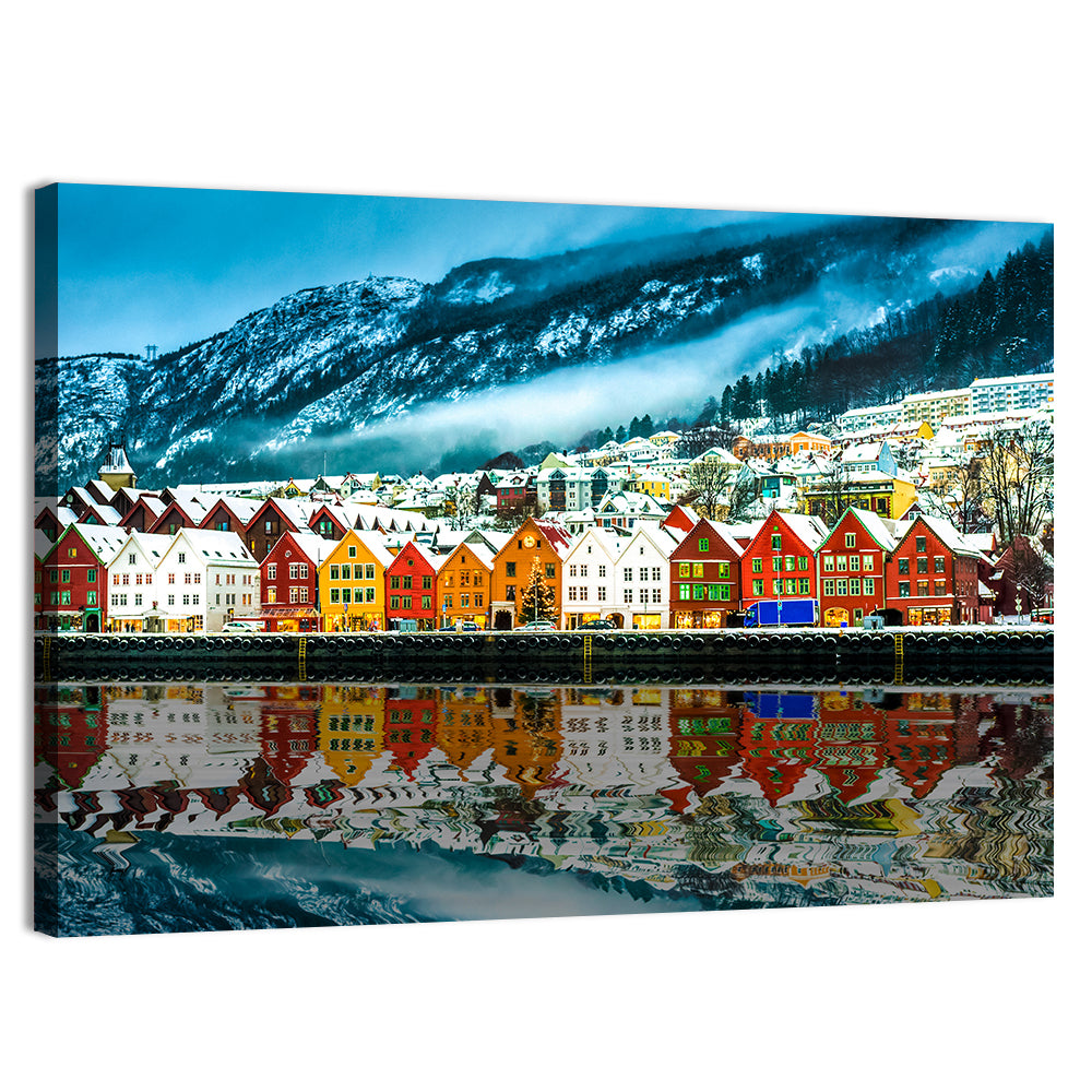 Bryggen Harbor, Bergen Wall Art, canvas print, landscape