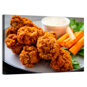 Fried Spicy Chicken Wings With Vegetable Wall Art