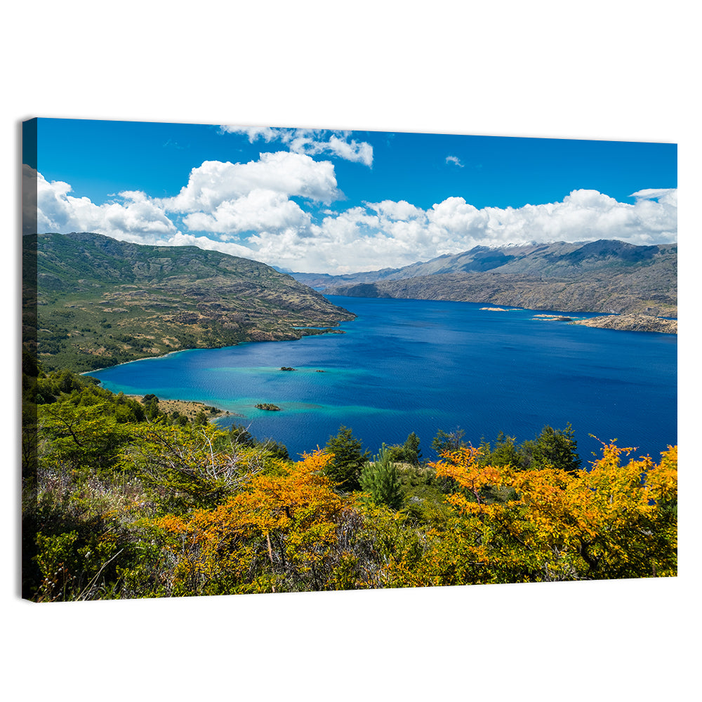 Lake Cochrane Autumn Shore Wall Art, canvas print, landscape