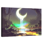 Dripping Moon Over Misty Forest Wall Art
