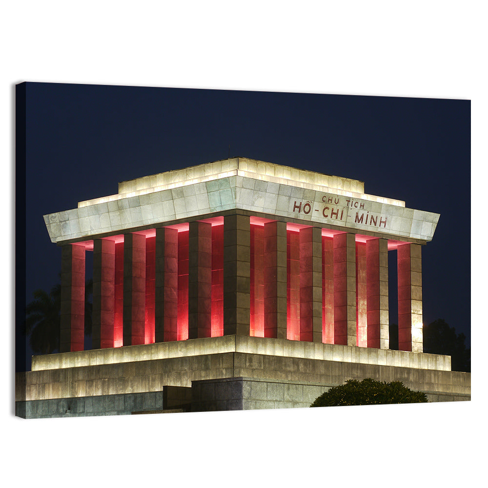 Ho Chi Minh Mausoleum at Night Wall Art, canvas print, landscape