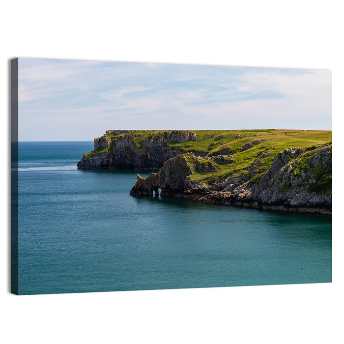 Barafundle Bay Clifftop and Sea Arch Wall Art as a canvas print