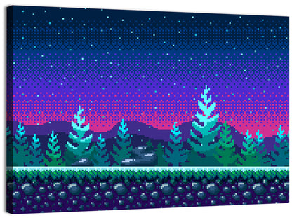 Forest At Night Illustration Wall Art