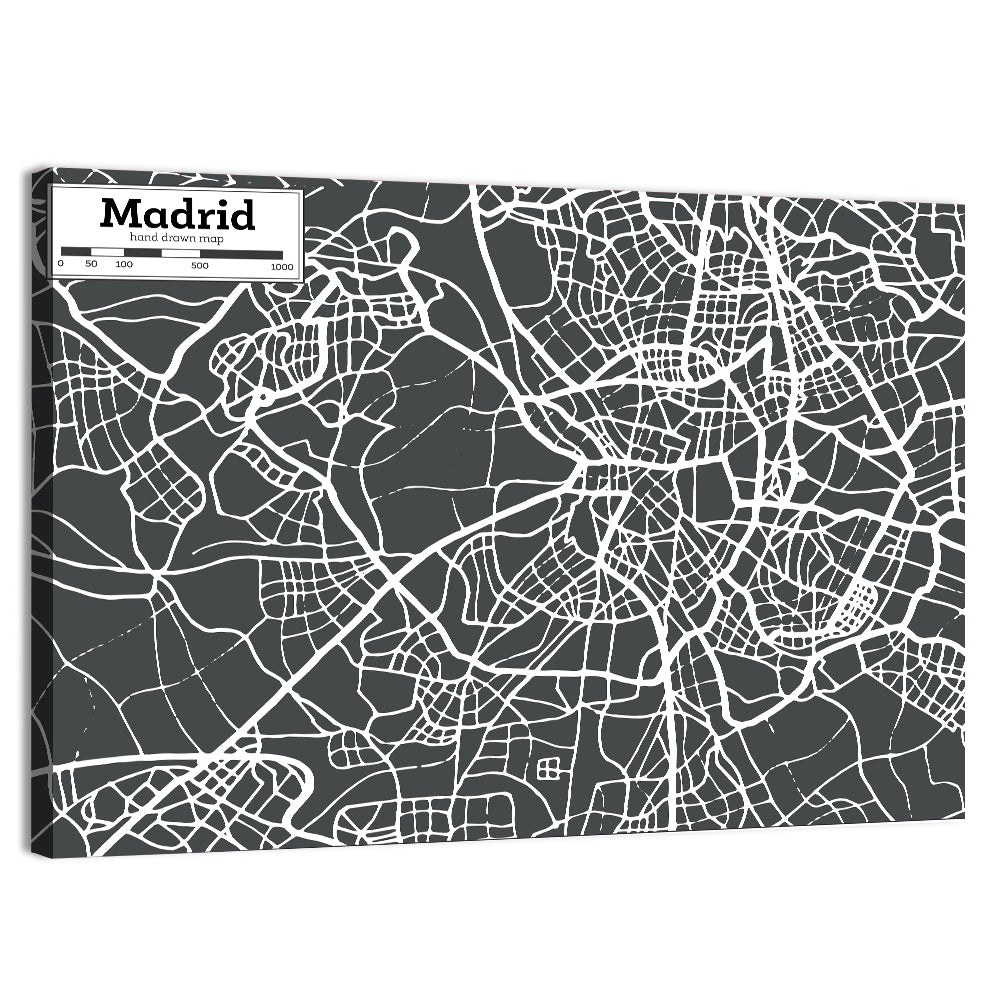 Madrid City Map Wall Art, canvas print, landscape