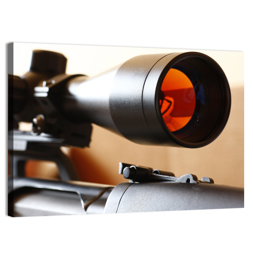 Sniper Scope Close Up Wall Art, canvas print, landscape