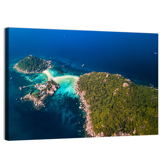 Koh Nang Yuan Aerial View Wall Art as a canvas print