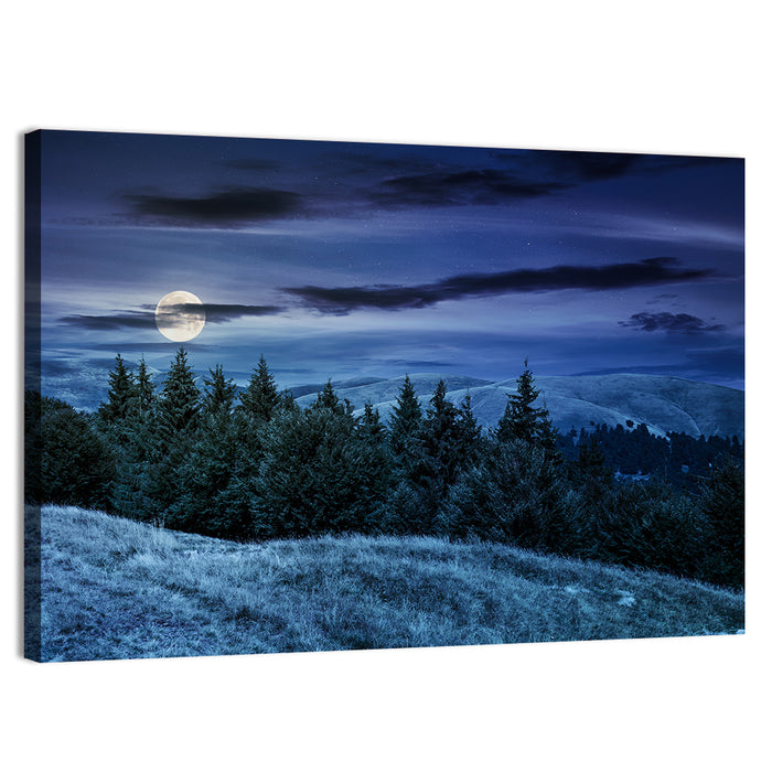 Moonlit Svydovets Ridge Wall Art as a canvas print