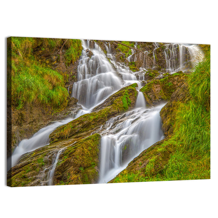 Tiered Waterfall in Val D'aosta Wall Art as a canvas print
