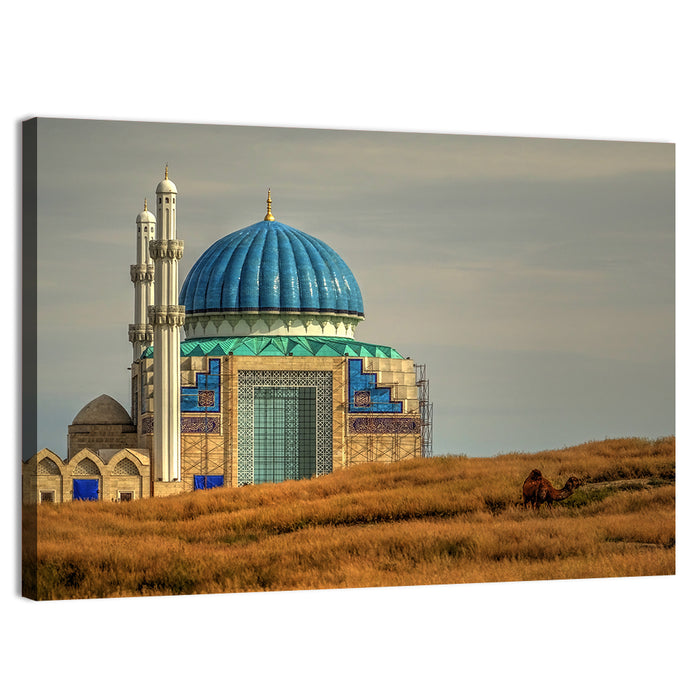 Blue Domed Mosque in Turkistan Wall Art as a canvas print